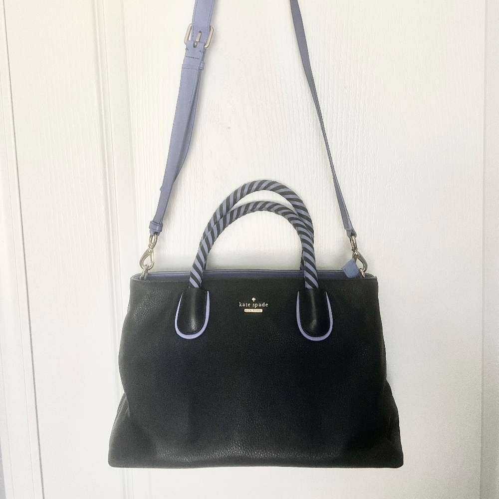 Kate Spade New York Navy Leather Handbag or Crossbody w/ Periwinkle Accents